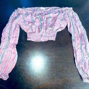 Aeropastal off the shoulder cropped top, size XS